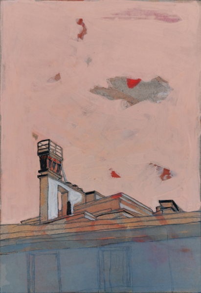 cheminée - 21x30 - tempera